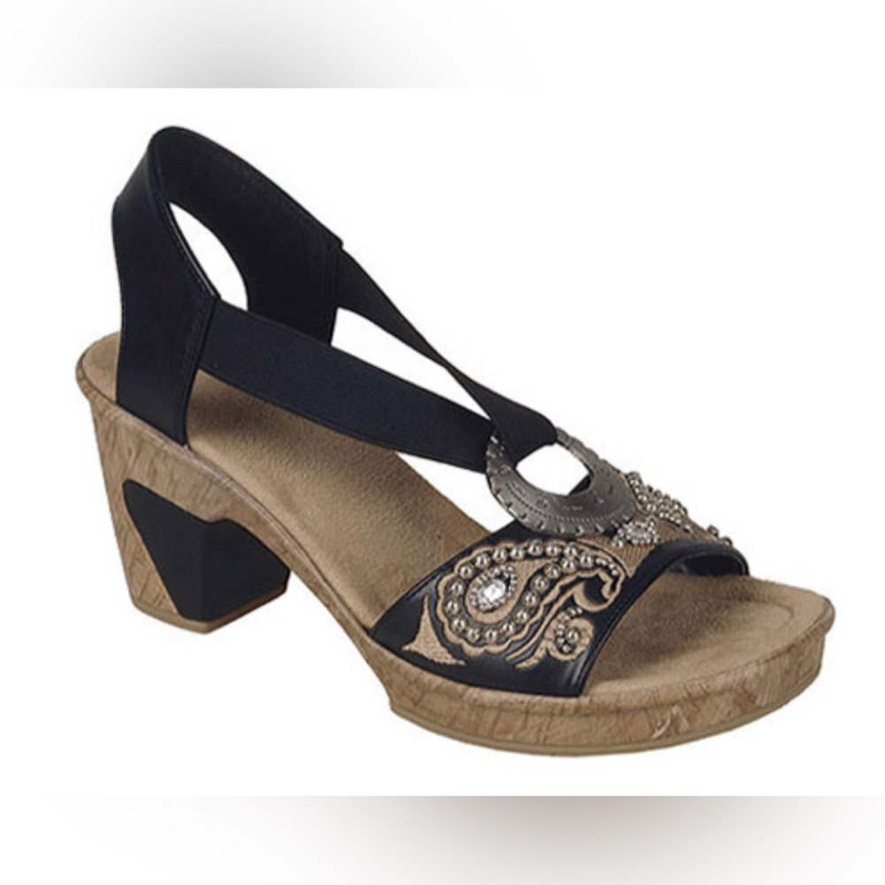 Rieker Women’s Beaded Paisley Slingback Sandals Size EU 42